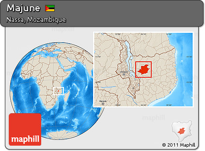 Shaded Relief Location Map of Majune