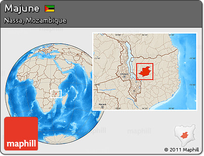 Shaded Relief Location Map of Majune