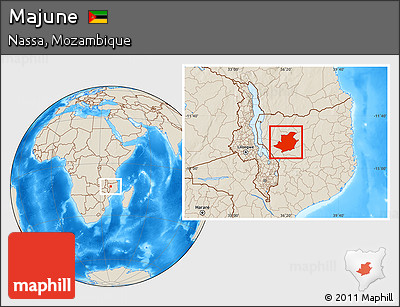Shaded Relief Location Map of Majune