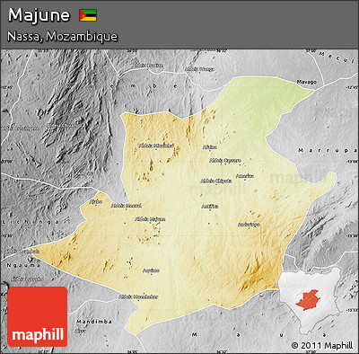 Physical Map of Majune, desaturated