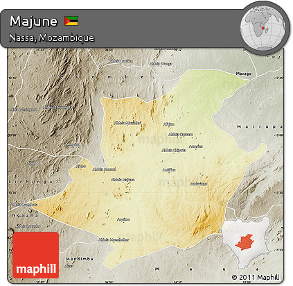 Physical Map of Majune, semi-desaturated
