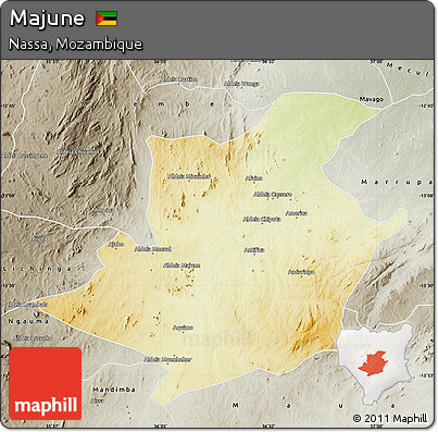 Physical Map of Majune, semi-desaturated