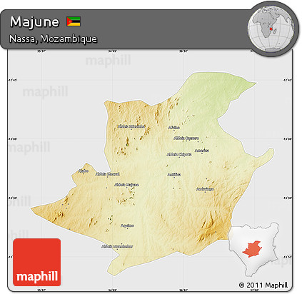 Physical Map of Majune, single color outside