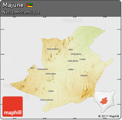 Physical Map of Majune, single color outside