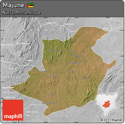 Satellite Map of Majune, lighten, desaturated