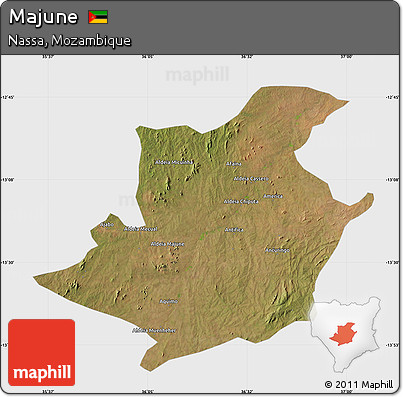 Satellite Map of Majune, single color outside