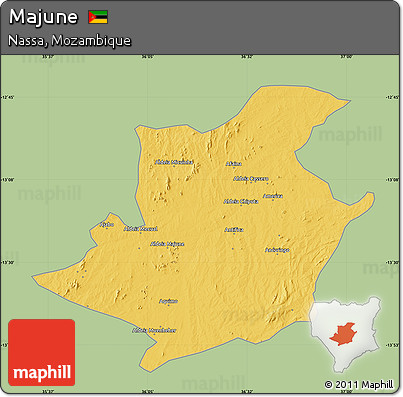 Savanna Style Map of Majune, single color outside