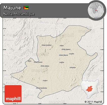 Shaded Relief Map of Majune, lighten