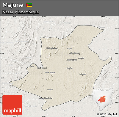 Shaded Relief Map of Majune, lighten
