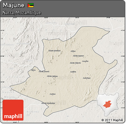 Shaded Relief Map of Majune, lighten