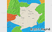 Shaded Relief Map of Majune, political outside