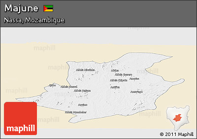 Classic Style Panoramic Map of Majune, single color outside