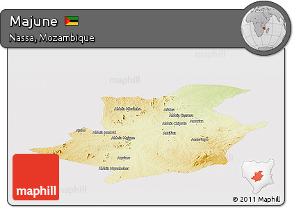 Physical Panoramic Map of Majune, cropped outside