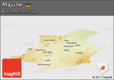 Physical Panoramic Map of Majune, cropped outside
