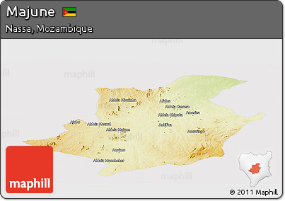 Physical Panoramic Map of Majune, cropped outside