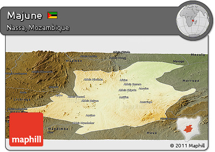 Physical Panoramic Map of Majune, darken