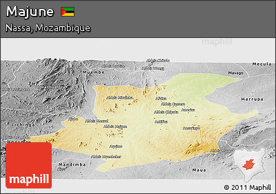 Physical Panoramic Map of Majune, desaturated