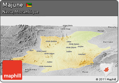 Physical Panoramic Map of Majune, desaturated