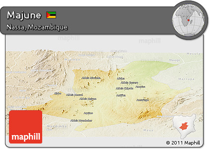 Physical Panoramic Map of Majune, lighten