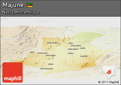 Physical Panoramic Map of Majune, lighten