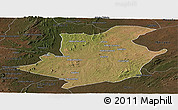 Satellite Panoramic Map of Majune, darken