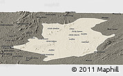 Shaded Relief Panoramic Map of Majune, darken