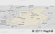 Shaded Relief Panoramic Map of Majune, desaturated