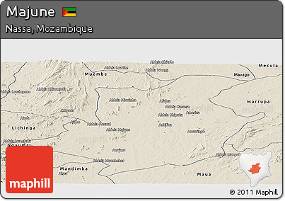Shaded Relief Panoramic Map of Majune