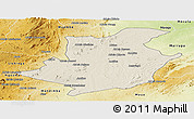 Shaded Relief Panoramic Map of Majune, physical outside