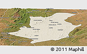 Shaded Relief Panoramic Map of Majune, satellite outside