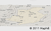 Shaded Relief Panoramic Map of Majune, semi-desaturated