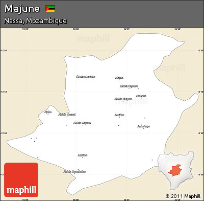 Classic Style Simple Map of Majune, single color outside