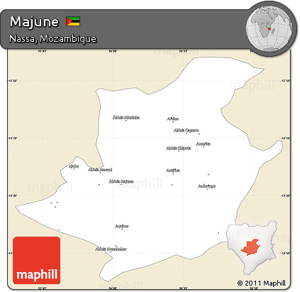 Classic Style Simple Map of Majune, single color outside