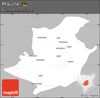 Gray Simple Map of Majune, single color outside
