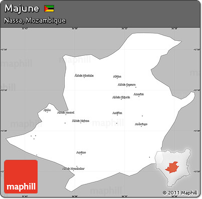 Gray Simple Map of Majune, single color outside