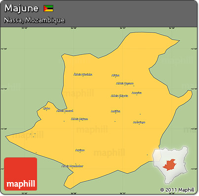 Savanna Style Simple Map of Majune, cropped outside