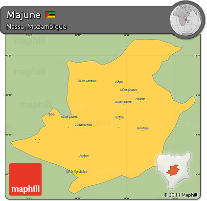 Savanna Style Simple Map of Majune, single color outside