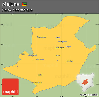 Savanna Style Simple Map of Majune, single color outside