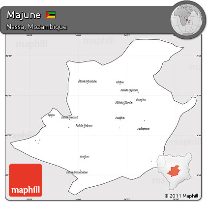 Silver Style Simple Map of Majune, cropped outside