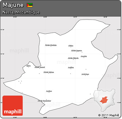Silver Style Simple Map of Majune, cropped outside