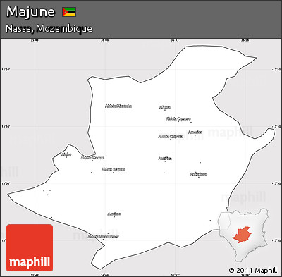 Silver Style Simple Map of Majune, cropped outside