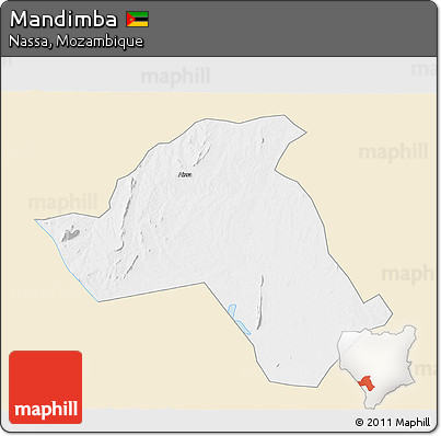 Classic Style 3D Map of Mandimba, single color outside