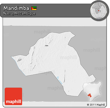 Gray 3D Map of Mandimba, single color outside