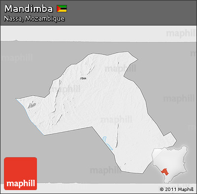 Gray 3D Map of Mandimba, single color outside