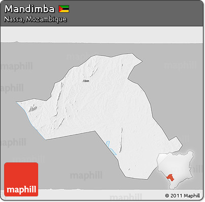 Gray 3D Map of Mandimba, single color outside