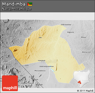 Physical 3D Map of Mandimba, desaturated