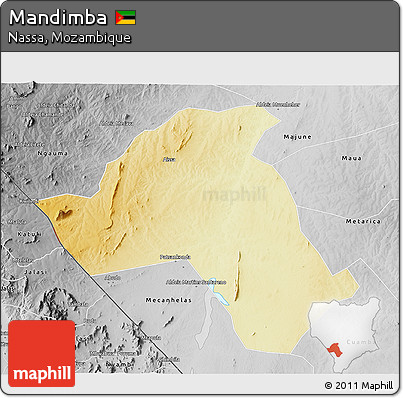 Physical 3D Map of Mandimba, desaturated