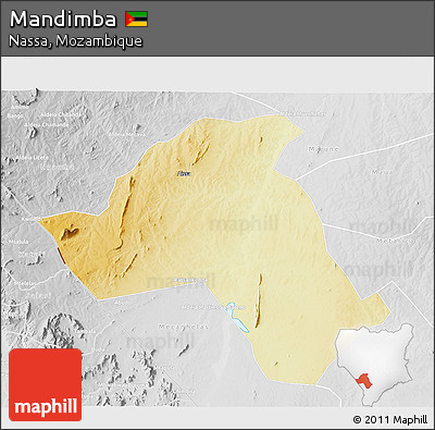 Physical 3D Map of Mandimba, lighten, desaturated