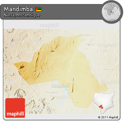 Physical 3D Map of Mandimba, lighten