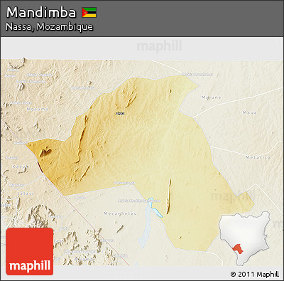 Physical 3D Map of Mandimba, lighten